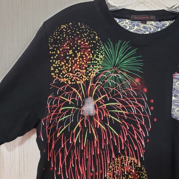 Makuranosoushi fireworks graphic short sleeve pocket front t-shirt Men's size L - Picture 4 of 8
